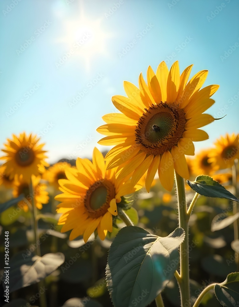 Obraz premium sunflowers under a bright summer sun