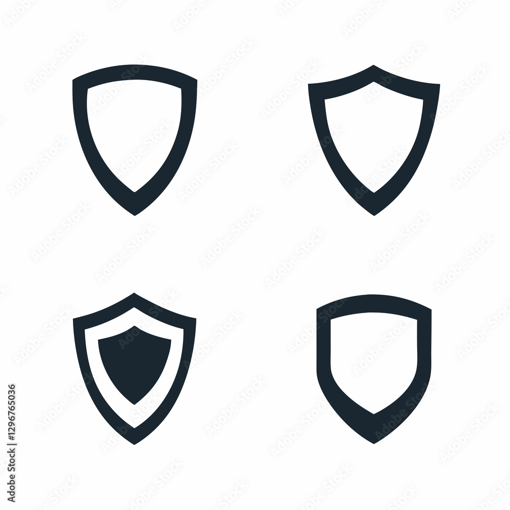 Minimalist Shield vector Logo Design Set. Minimalist Shield vector Logo Design Set.