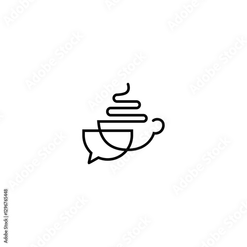 coffee cup chat minimalist linear logo design