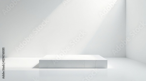 Wallpaper Mural A Minimalist White Platform in a Sunlit Room, Ideal for Product Displays or Abstract Compositions Torontodigital.ca
