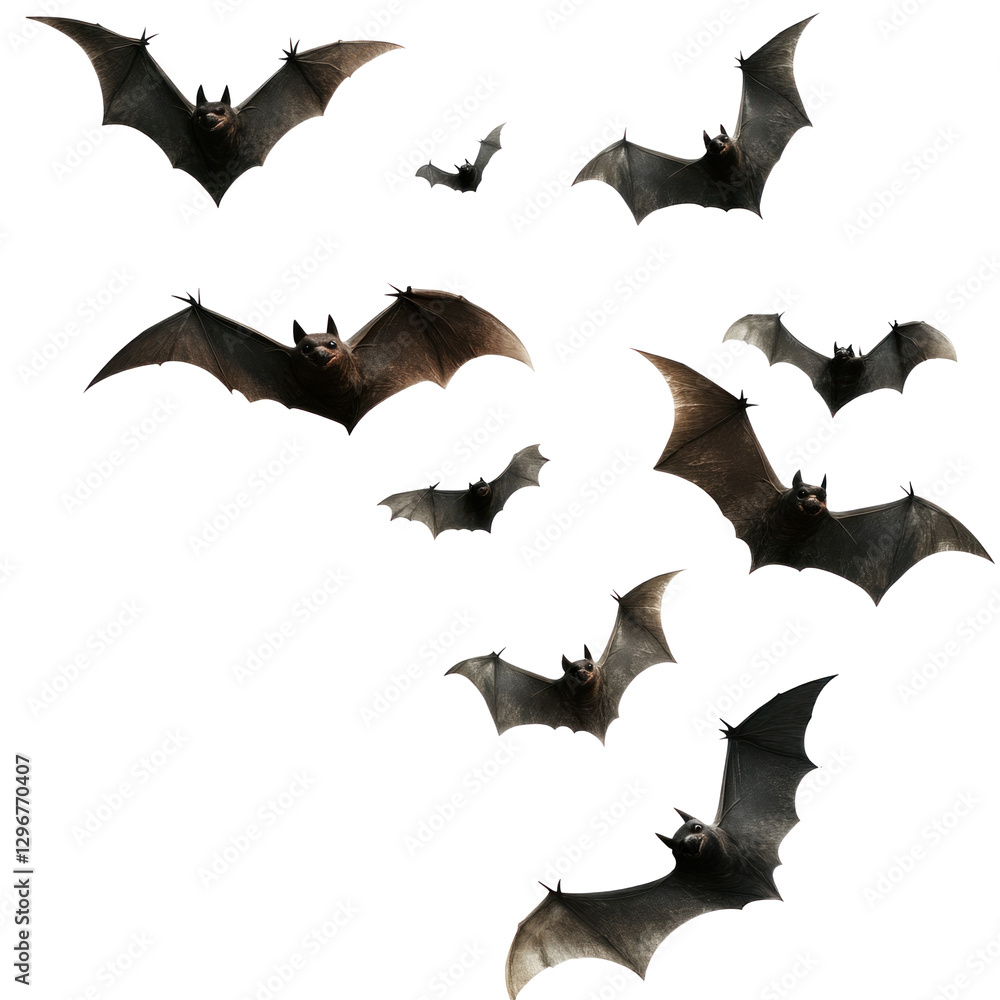 Fototapeta premium set of halloween bats isolated on transparent png