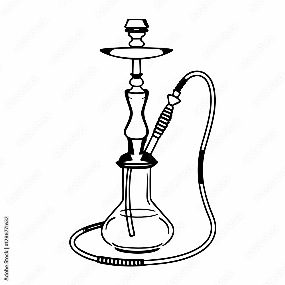 hookah, shisha line art icon, isolated on white background hookah, shisha line art icon, isolated on white background