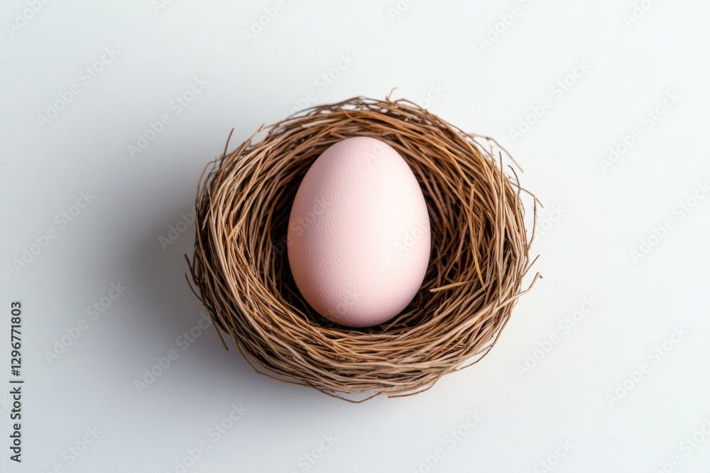 Delicate egg resting in natural twig nest, showcasing simplicity Delicate egg resting in natural twig nest, showcasing simplicity