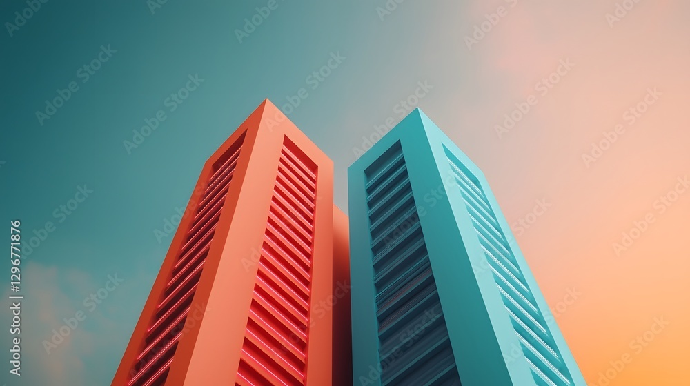 Striking high tech skyscrapers bathed in mesmerizing neon blue and pink hues creating a futuristic and captivating cyber city landscape The clean Striking high tech skyscrapers bathed in mesmerizing neon blue and pink hues creating a futuristic and captivating cyber city landscape The clean