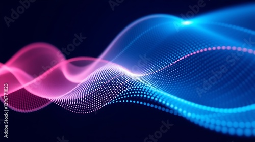 abstract Digital Wave background,Interconnected Hexagonal Grid with Radiant Blue and Violet Glow, tech background, technology backround copy space, copy space background	