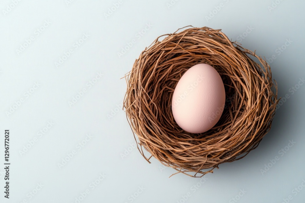Delicate egg resting in cozy nest, symbolizing new beginnings an Delicate egg resting in cozy nest, symbolizing new beginnings an