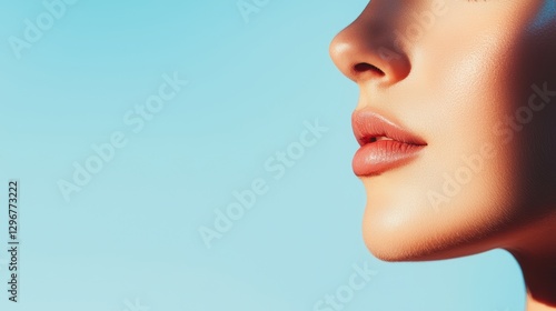 Wallpaper Mural A fresh-faced model with soft, barely-there makeup, glowing natural beauty under gentle morning light Torontodigital.ca