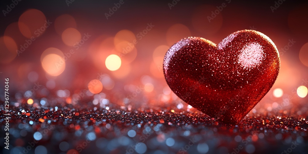 custom made wallpaper toronto digitalSparkling red heart on a glittery surface with soft bokeh lights, creating a romantic and magical atmosphere, perfect for expressing love and affection on special occasions