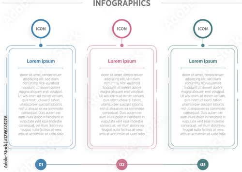 Modern presentation Business infographic template. 3 Step timeline journey. Process diagram, 3 options on white background, Infograph elements vector illustration.