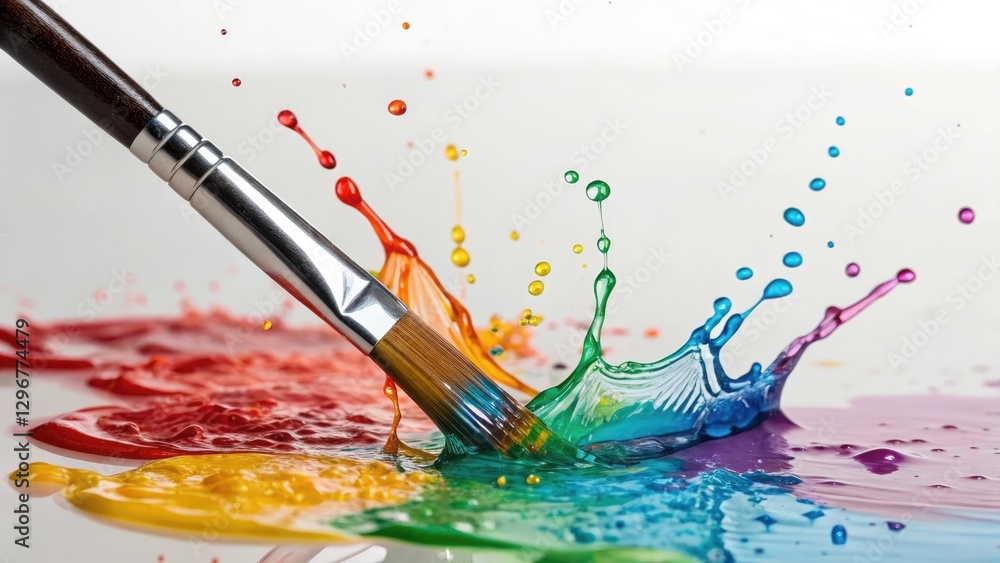 Obraz premium Dynamic brush splashing vivid colors with an energetic mood against a bright abstract backdrop