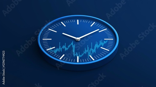 Wallpaper Mural A modern blue clock with a digital wave pattern, symbolizing time and technology in a sleek, minimalist design. Torontodigital.ca