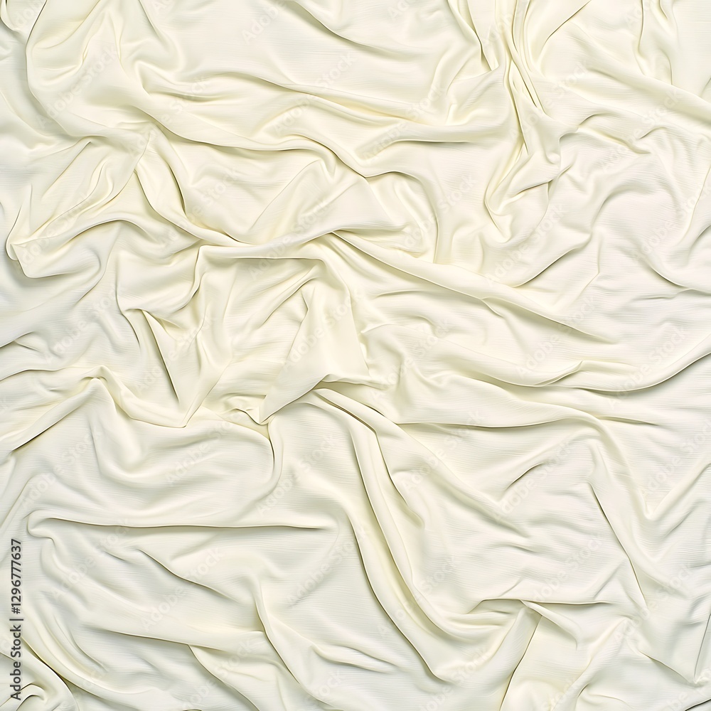 Obraz premium Creamy Wrinkles: A captivating abstract texture of smooth, creamy fabric, draped in a myriad of soft folds and ripples, evokes a sense of subtle elegance and understated beauty.