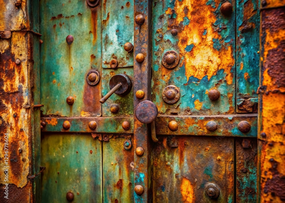 Rustic Old Iron Door Texture Background - Close-Up Grunge Metal Surface
