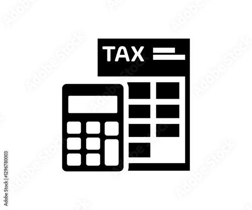 Business finance icon featuring invoice document and calculator icon. Tax optimization vector design and illustration. 

