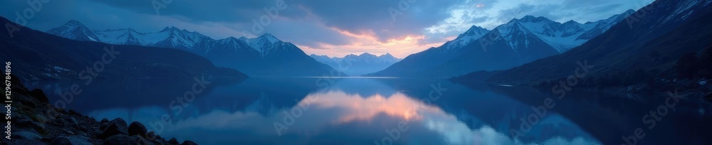 Silvery light on mountain lake's surface at night, mountain, calm, nature Silvery light on mountain lake's surface at night, mountain, calm, nature