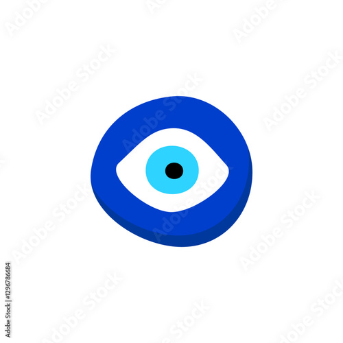 "smooth eye design uses bold blue and white tones. simplistic style with a striking visual impact.".