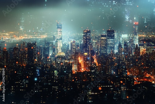 Wallpaper Mural Night Cityscape Stunning Urban Skyline Digital Art Modern Metropolis Night Lights Brilliant Cityscape Glowing Buildings Futuristic Cityscape Vibrant   Torontodigital.ca