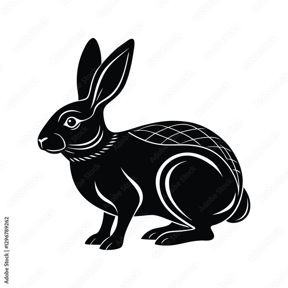 Obraz premium black rabbit vector illustration