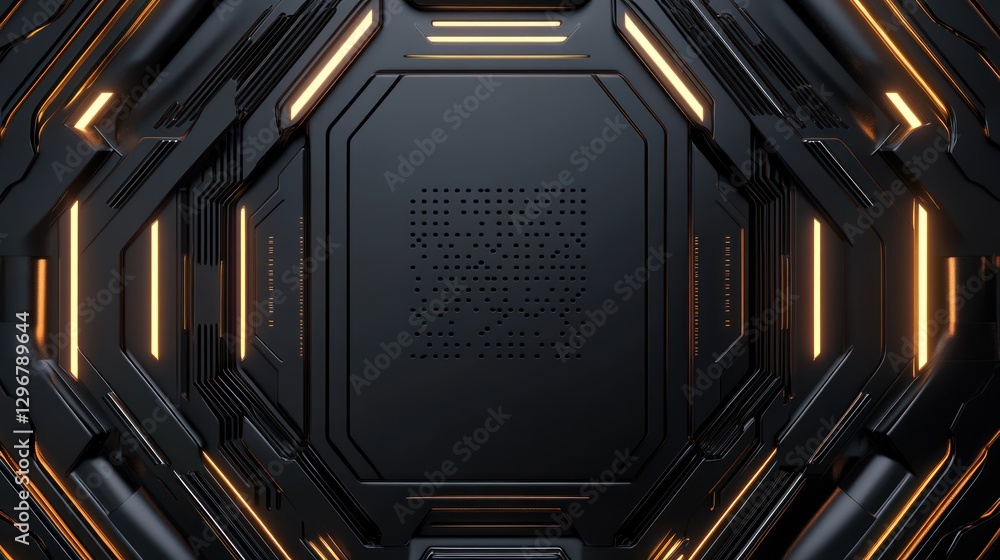 Fototapeta premium Futuristic technological panel, glowing lines, abstract design. Possible use Modern tech background