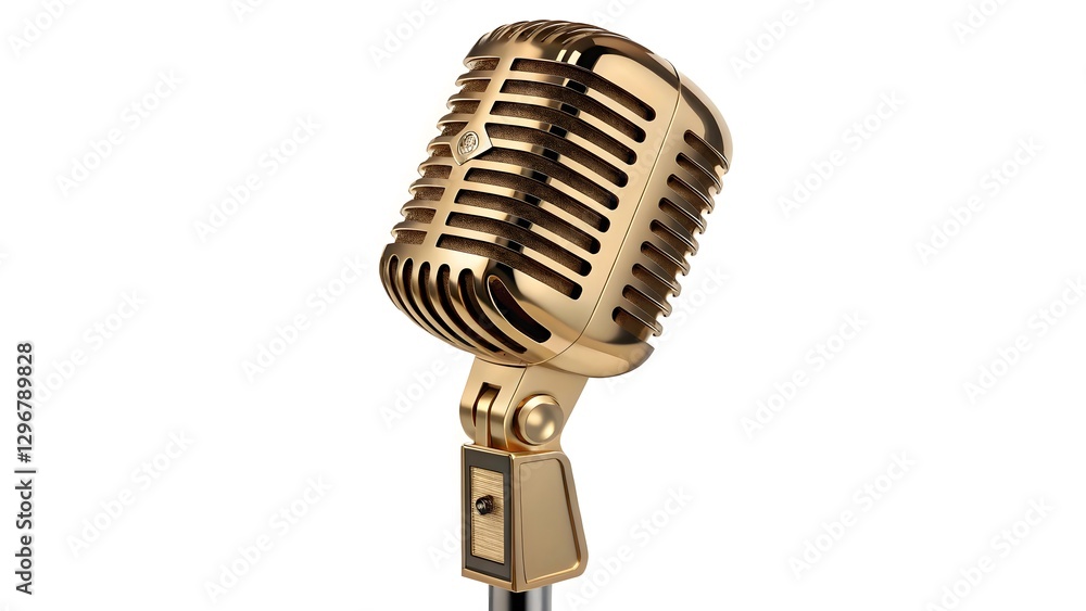 Fototapeta premium Elegant Gold Vintage Microphone Classic Design & Timeless Quality V3