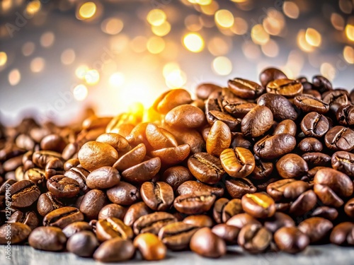 Wallpaper Mural Scattered Coffee Beans Isolated on White Background - High-Resolution Stock Photo Torontodigital.ca
