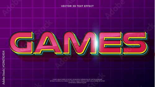 editable vector games text effect with modern style design