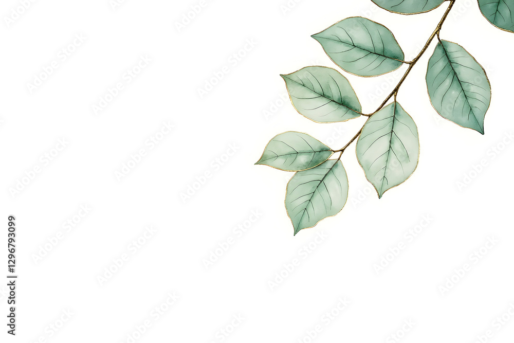 Fototapeta premium green eucalyptus leaves isolated on white background. tender spring leaves