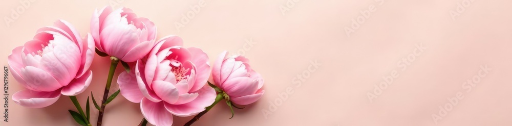 Fresh Peonies with soft pink hues against a cream background, peonies, pink Fresh Peonies with soft pink hues against a cream background, peonies, pink