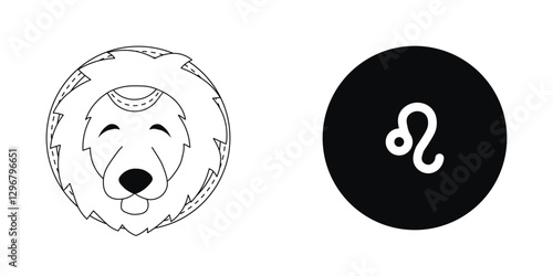 Zodiac horoscope. Leo astrological icon symbol. Stylized star sign esoteric. Simple line vector illustration.