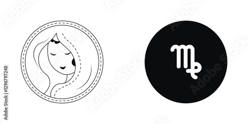 Zodiac horoscope. Virgo astrological icon symbol. Stylized star sign esoteric. Simple line vector illustration.