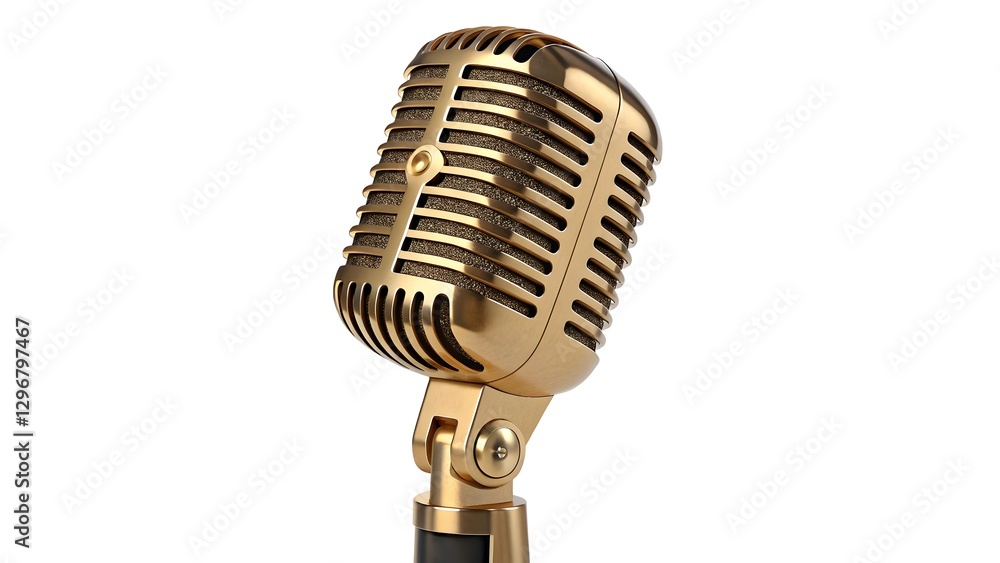 Fototapeta premium Elegant Gold Vintage Microphone Classic Design & Timeless Quality V7