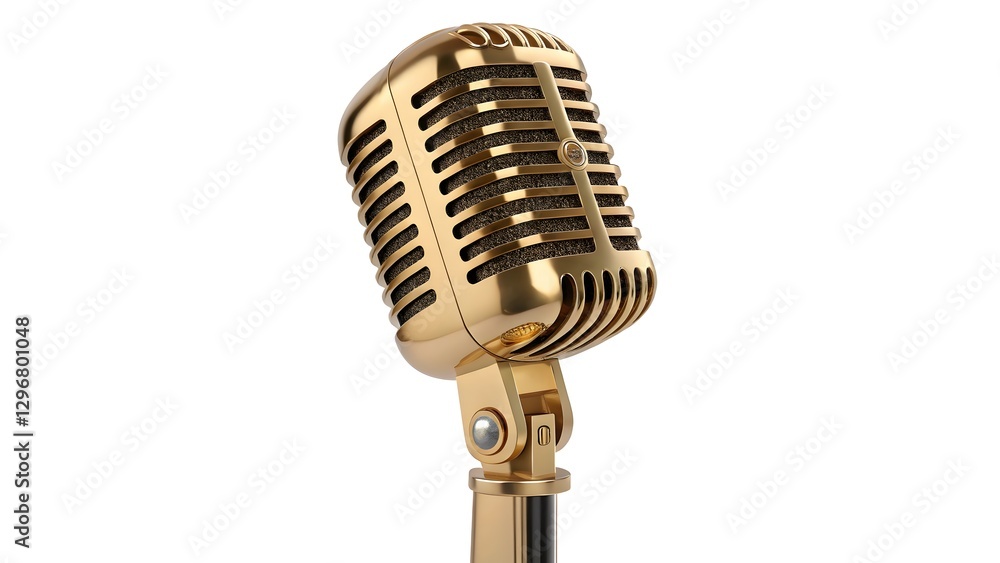 Fototapeta premium Elegant Gold Vintage Microphone Classic Design & Timeless Quality V8
