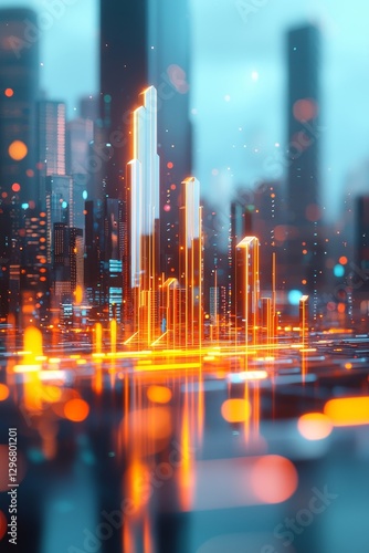 Dynamic cityscape transformation urban technology visualization digital environment futuristic viewpoint data concept