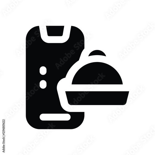 food app glyph icon. Strong and solid vector icon for websites, mobile interfaces, presentations, and visual branding. High quality and easy to edit.