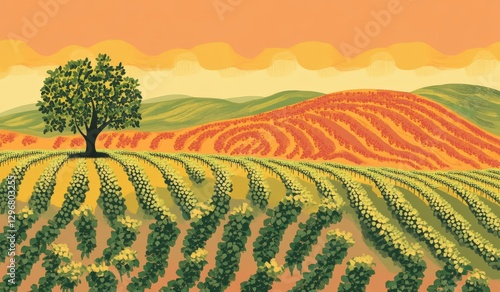 Wallpaper Mural In the middle of a vast field during a beautiful sunset, there stands a tree Torontodigital.ca