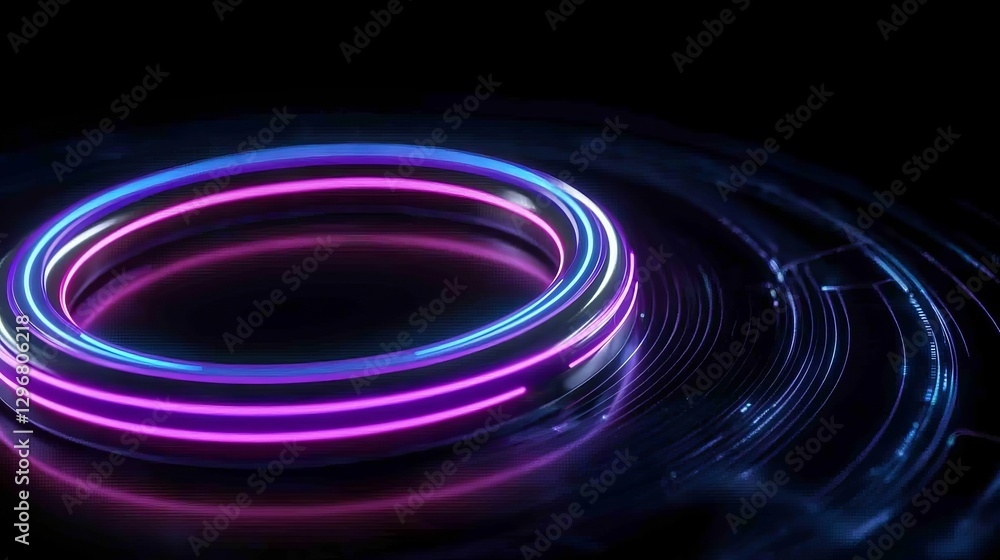 Luminous Rings Technological Futuristic Glow in the Dark Abstract Illustration Luminous Rings Technological Futuristic Glow in the Dark Abstract Illustration