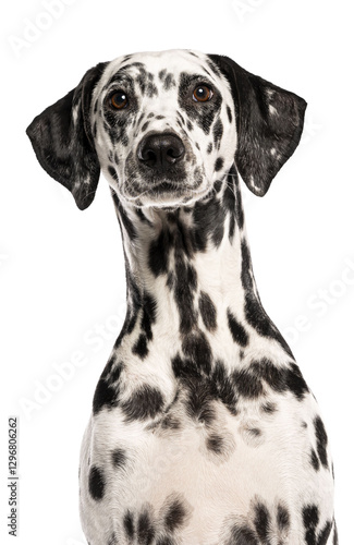 Photography Proud dalmatian dog sitting and looking forward, cut out