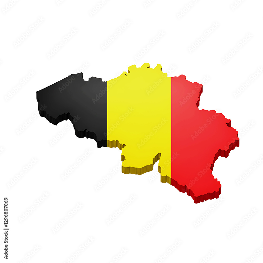 Belgium Map with National Flag Overlay in 3D Design On Transparent Background
Belgium Map with National Flag Overlay in 3D Design On Transparent Background