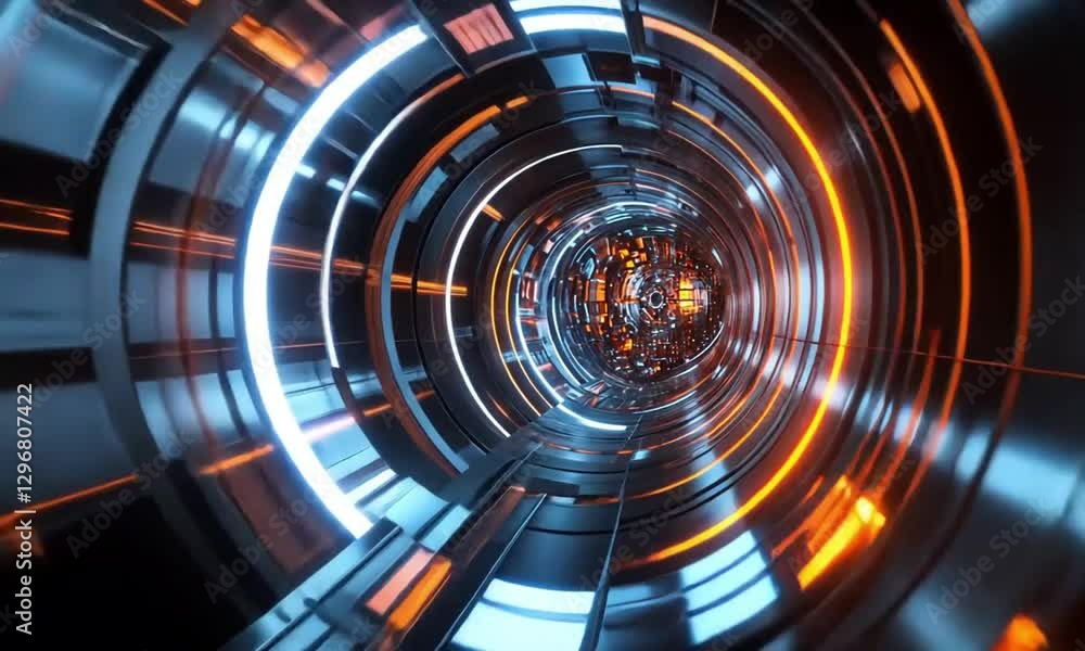 Futuristic Tunnel with Concentric Rings and Glowing Lights Futuristic Tunnel with Concentric Rings and Glowing Lights