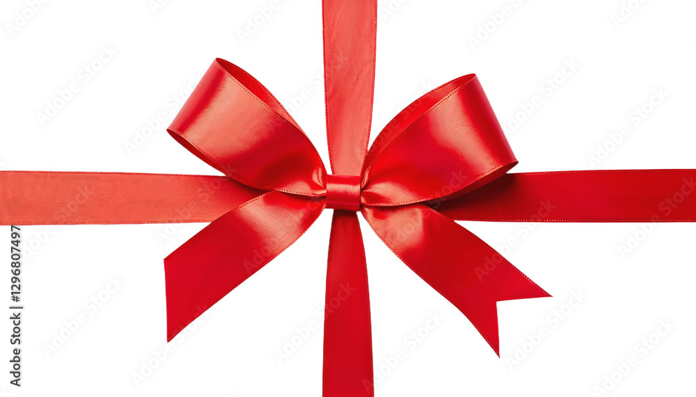 Vibrant red ribbon tied into a bow on a white background symbolizing celebrations Vibrant red ribbon tied into a bow on a white background symbolizing celebrations