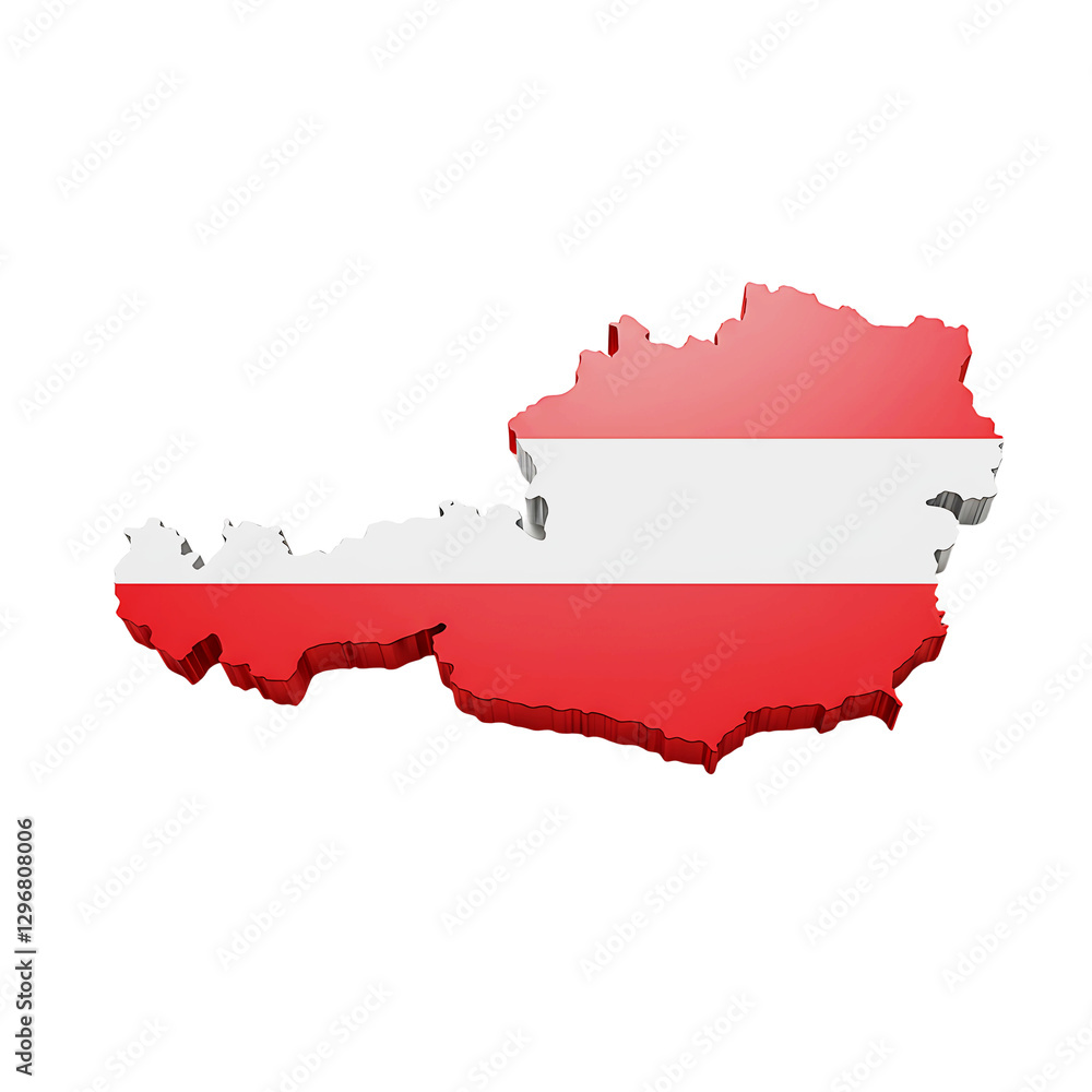 Fototapeta premium 3D Austria Country Shape With Flag Pattern Isolated PNG 