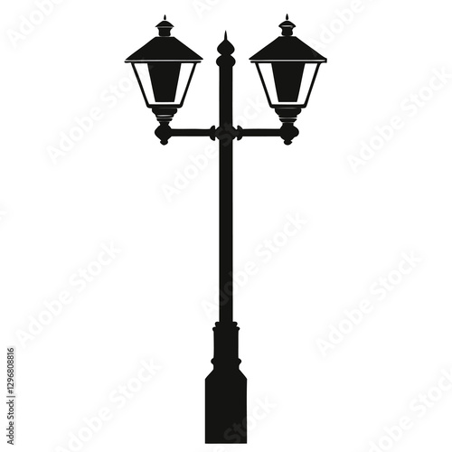 silhouette vector of double streetlight pole
