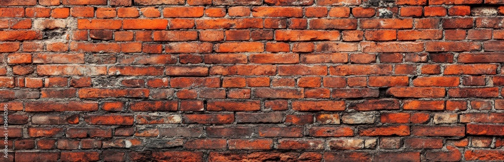 Fototapeta premium This is a detailed closeup view of a red brick wall surface