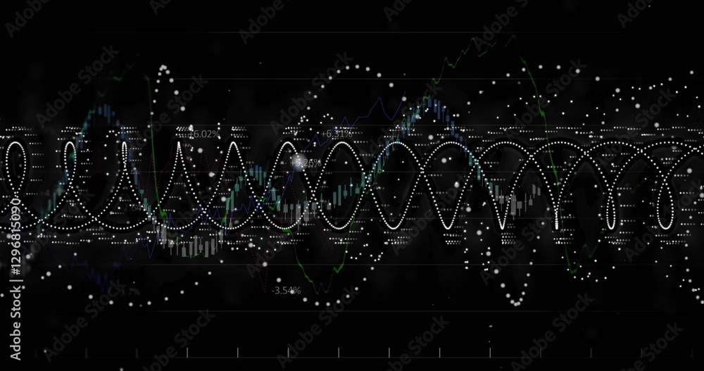 Obraz premium Image of digital data processing over dark background
