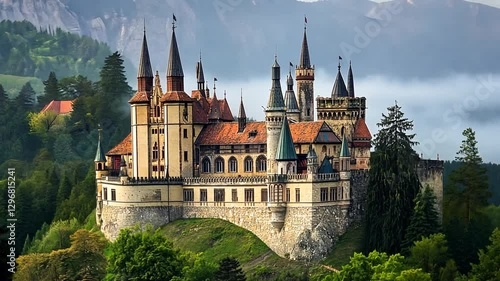 Wallpaper Mural Majestic Peles Castle in the Carpathian Mountains Torontodigital.ca