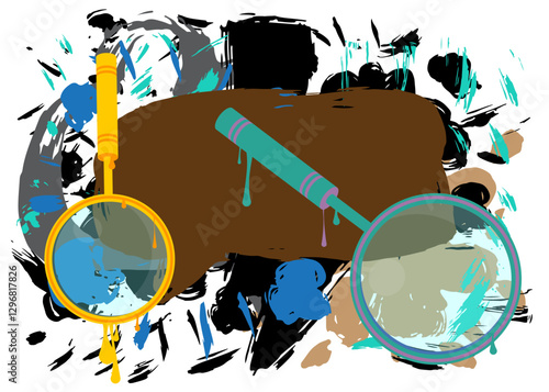 Magnifying Glass graffiti. Abstract modern street art decoration performed in urban painting style.