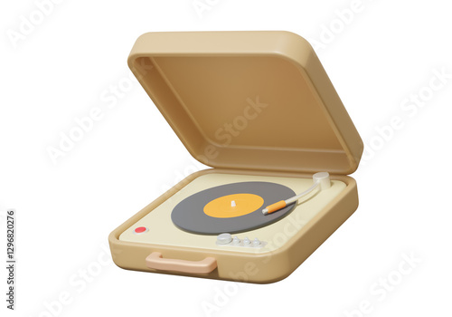Obraz na plátně Vinyl music player box icon on isolated transparent png background