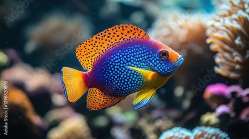 Fototapeta Naklejka Na Ścianę i Meble -  vibrant sea fish in coral reefs have ingeniously crafted unique adaptations like mesmerizing camouflage, astonishing mimicry, and awe-inspiring strategies to flourish in their mesmerizing 8k  image
