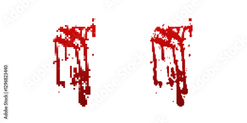 Twin drips of red paint create an abstract design with clean lines and vivid color contrast.