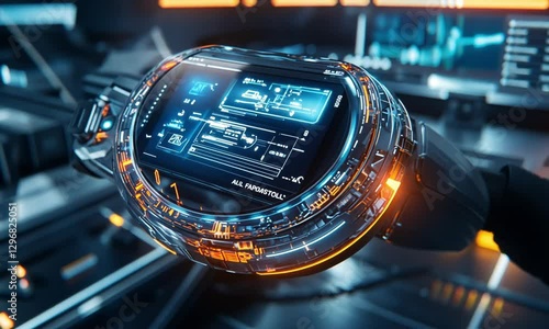 Wallpaper Mural Futuristic High-Tech Wearable Gadget with Transparent Design and Glowing Elements Torontodigital.ca